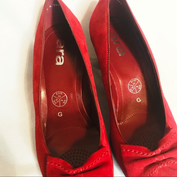 Ara Tivia Red Suede leather pumps size 35 / 5 shoe - Picture 6 of 7